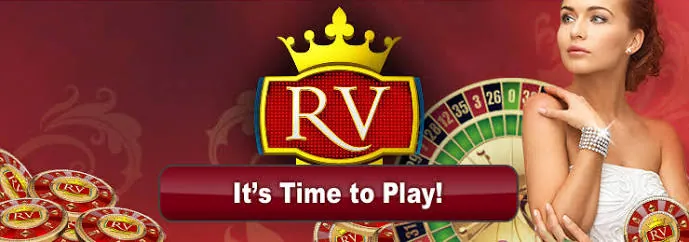 Royal Vegas crown emblem with an It's Time to Play banner and roulette wheel